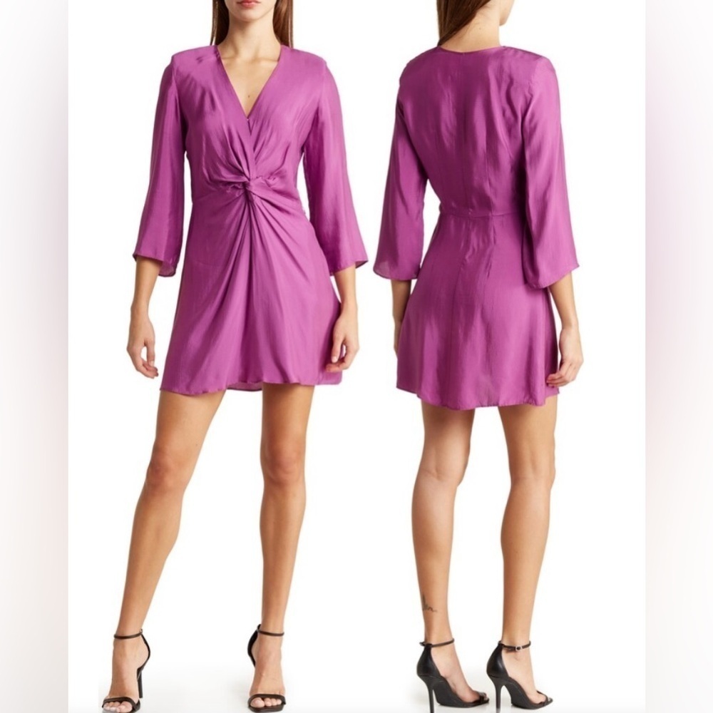 NWOT BA&SH Gothie Twist Long Sleeve Purple Mini Dress sz S